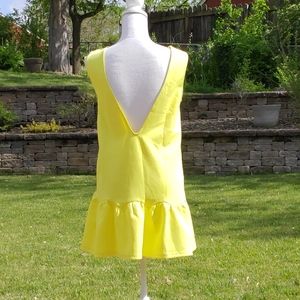 Neon yellow ruffle low back short dress 5